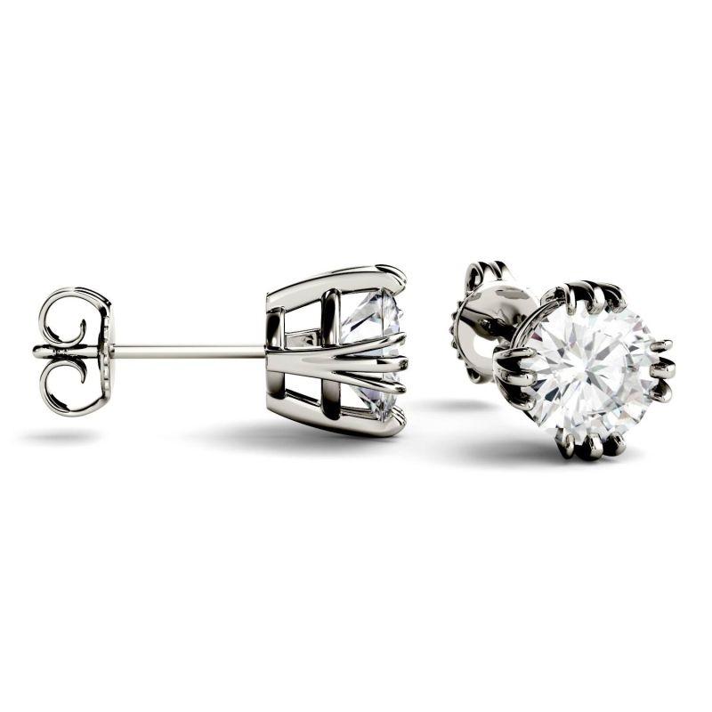 925 Sterling Sliver Round Cubic Zirconia Triple Prong Solitaire Stud Earrings 12