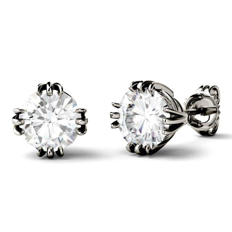 925 Sterling Sliver Round Cubic Zirconia Triple Prong Solitaire Stud Earrings 11