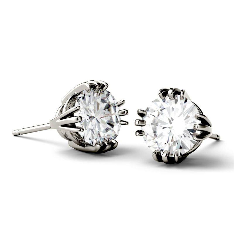 925 Sterling Sliver Round Cubic Zirconia Triple Prong Solitaire Stud Earrings 10