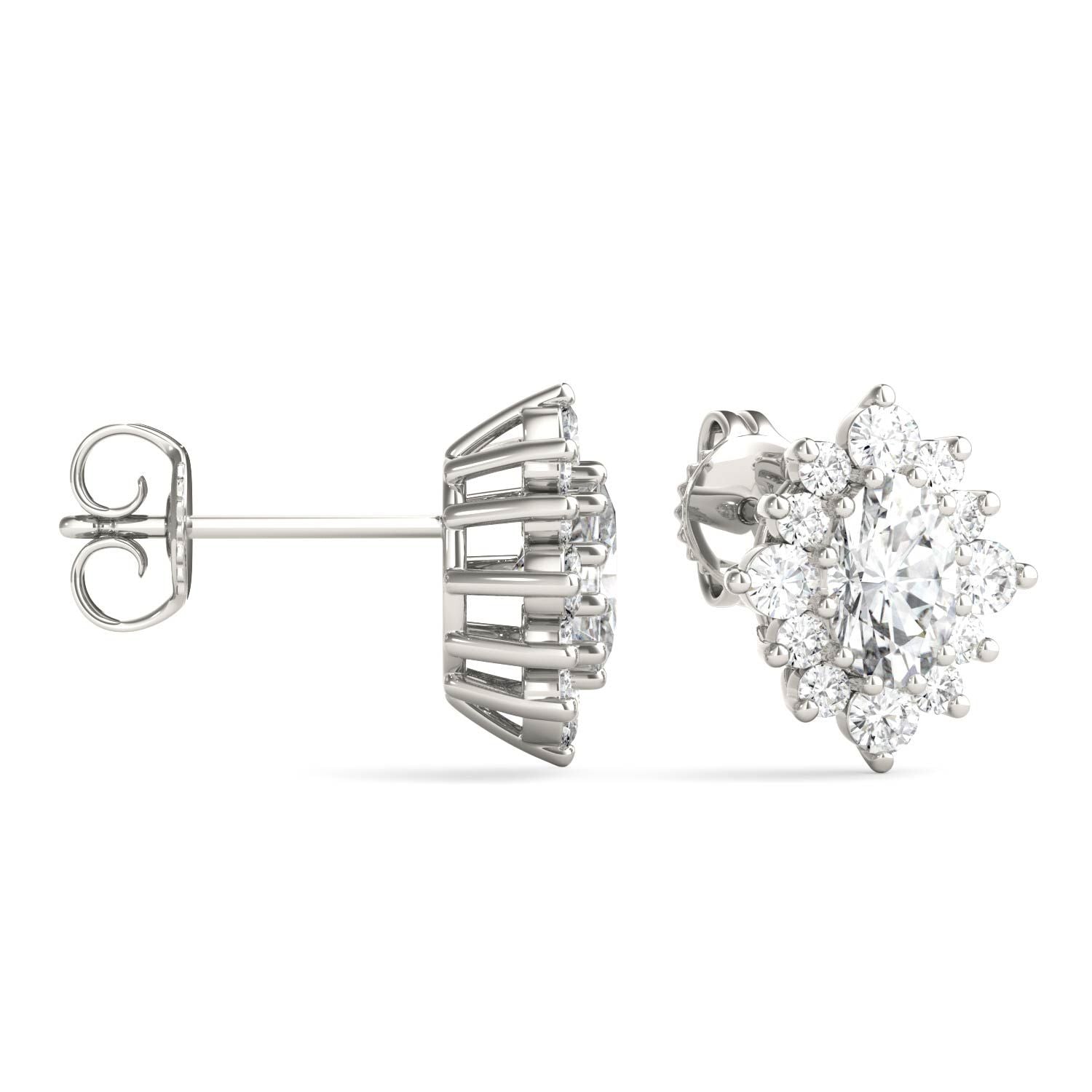 925 Sterling Sliver Oval Cut Cubic Zirconia Halo Stud Earrings 5