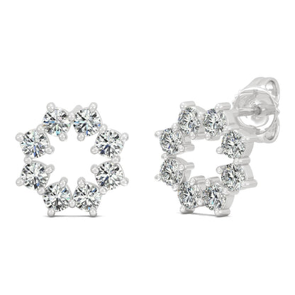 925 Sterling Sliver Round Cubic Zirconia Open Circle Stud Earrings 6