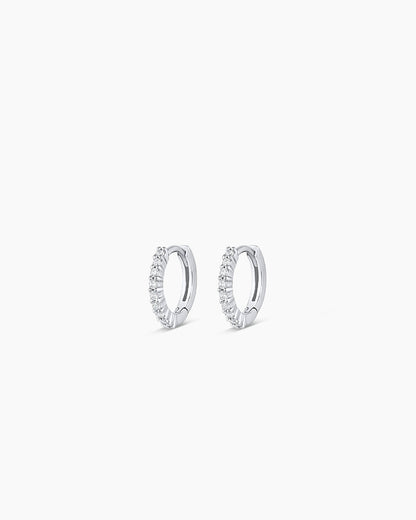 925 Sterling Silver Diamond Pavé Huggies Earrings 1