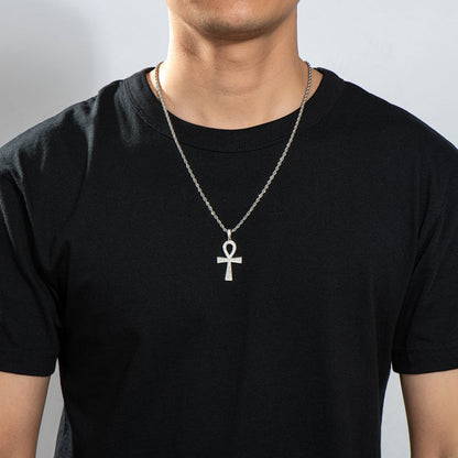 925 Sterling Silver Cross Created Diamond Hip Hop Long Chain Pendant Necklace 15