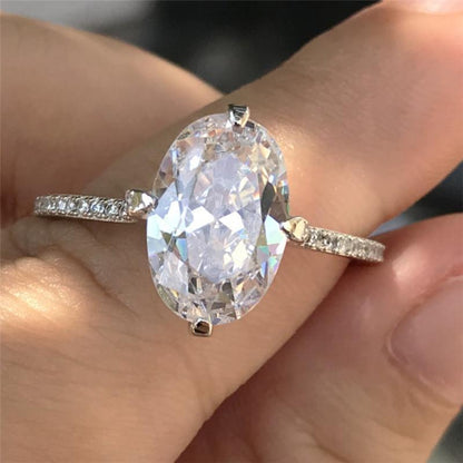 925 Sterling Silver Oval Cut Created CZ Ring 1