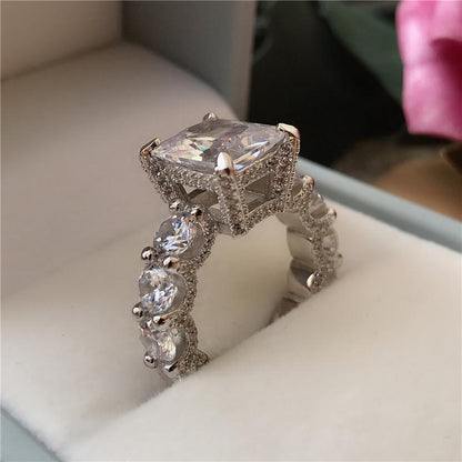 925 Sterling Silver Radiant Cut CZ Ring 3