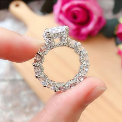 925 Sterling Silver Radiant Cut CZ Ring 4