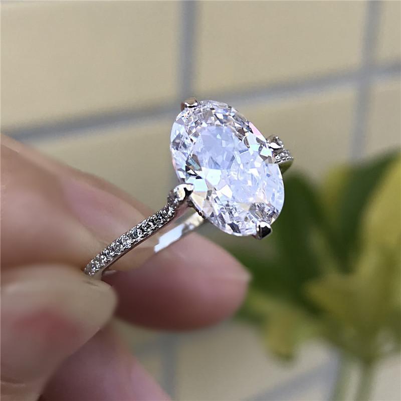 925 Sterling Silver Oval Cut Created CZ Ring 3