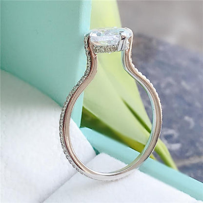 925 Sterling Silver Oval Cut Created CZ Ring 5