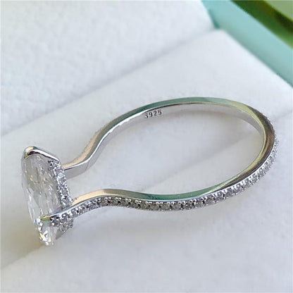 925 Sterling Silver Oval Cut Created CZ Ring 9