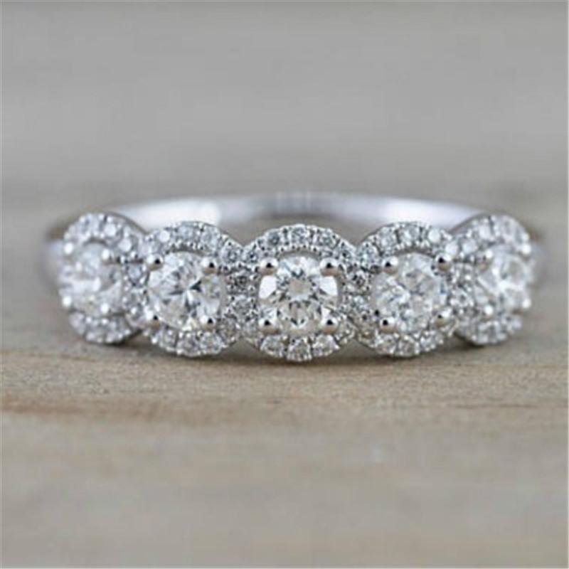 925 Sterling Silver Round Cut Created CZ Ring 1