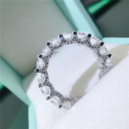 925 Sterling Silver Round Cut CZ Full Eternity Ring 6