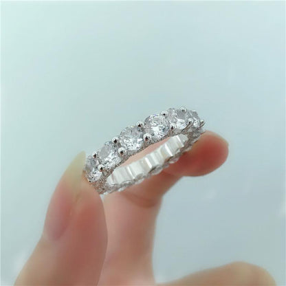 925 Sterling Silver Round Cut CZ Full Eternity Ring 9