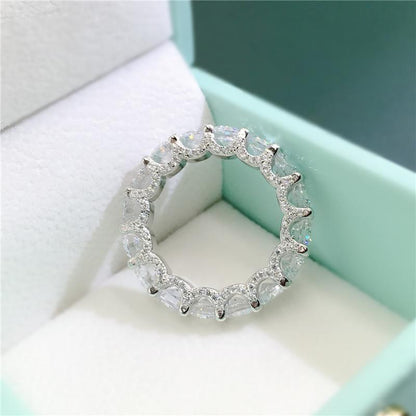 925 Sterling Silver Round Cut CZ Full Eternity Ring 8