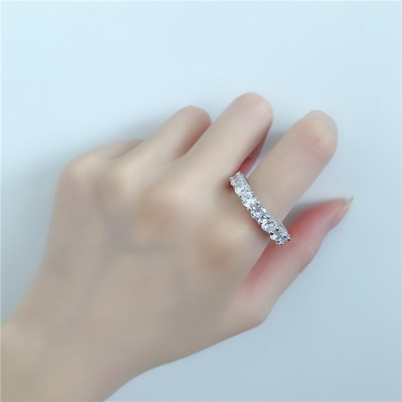 925 Sterling Silver Round Cut CZ Full Eternity Ring 11