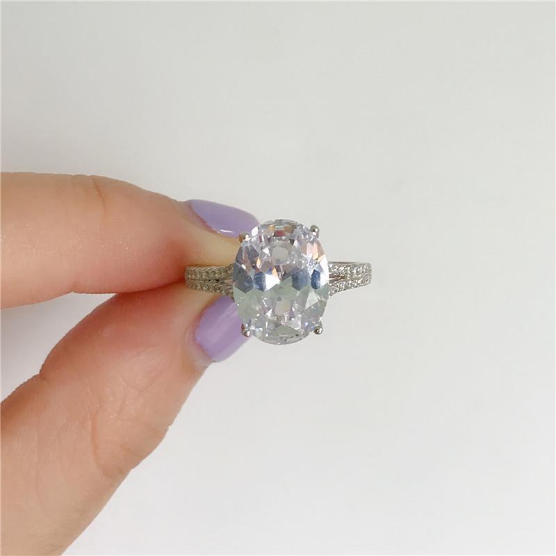 925 Sterling Silver Oval Cut Created CZ Ring 4