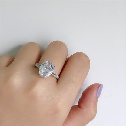 925 Sterling Silver Oval Cut Created CZ Ring 5