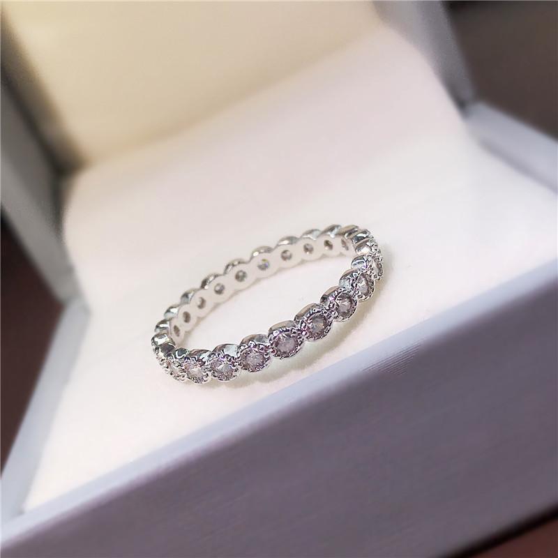 925 Sterling Silver Round Cut 925 Sterling Silver Full Eternity Ring 7