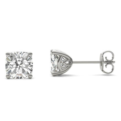 925 Sterling Sliver Cushion Cut Solitaire Stud Earrings 1