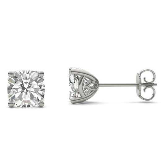 925 Sterling Sliver Cushion Cut Solitaire Stud Earrings 1