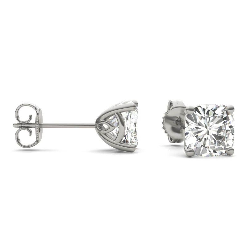 925 Sterling Sliver Cushion Cut Solitaire Stud Earrings 15