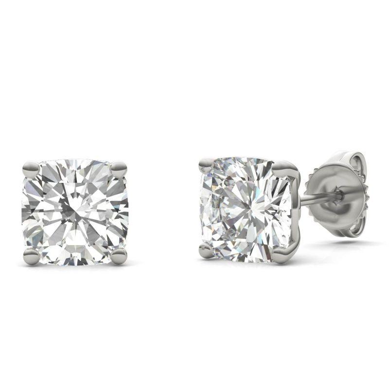 925 Sterling Sliver Cushion Cut Solitaire Stud Earrings 14