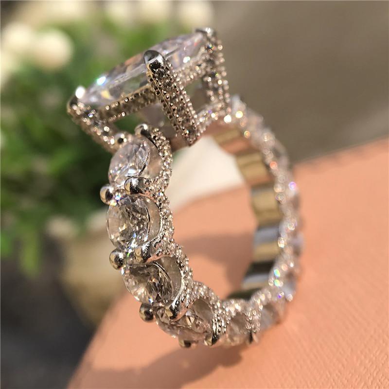 925 Sterling Silver Radiant Cut CZ Ring 6