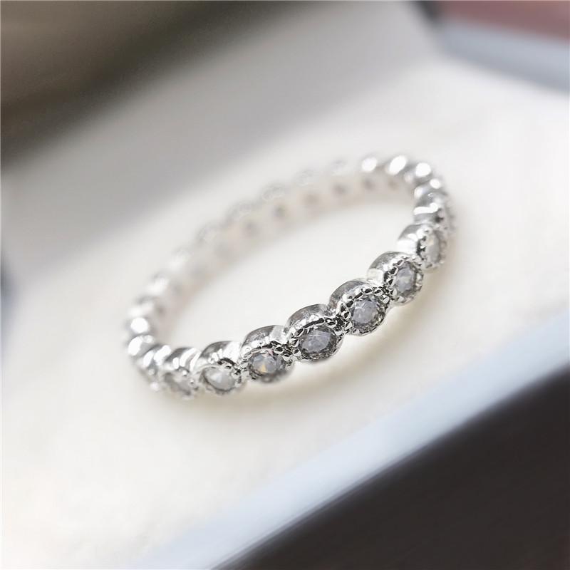 925 Sterling Silver Round Cut 925 Sterling Silver Full Eternity Ring 6