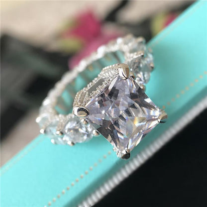 925 Sterling Silver Radiant Cut CZ Ring 2