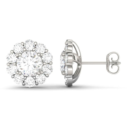 925 Sterling Sliver Round Cut Cubic Zirconia Halo Stud Earrings 1