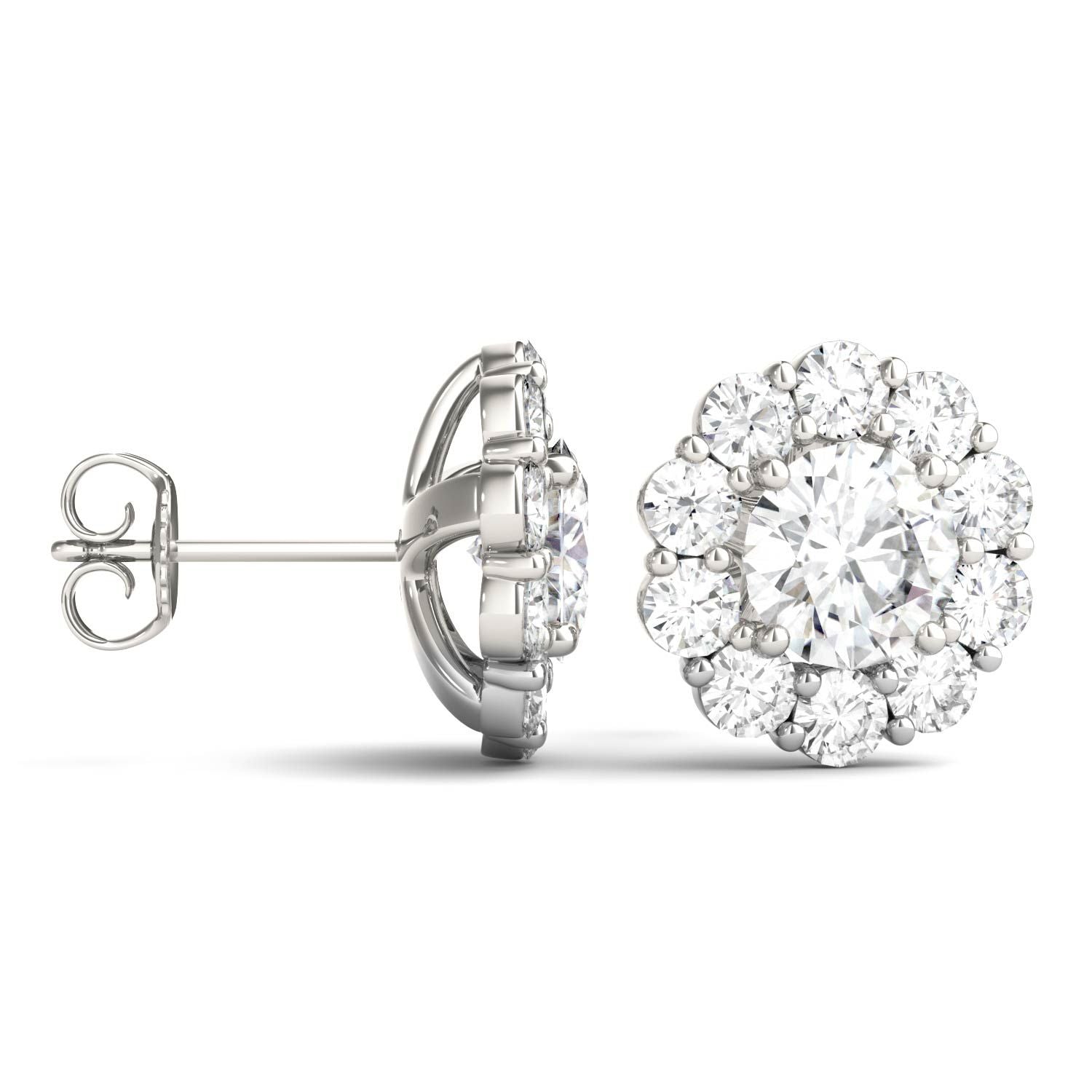 925 Sterling Sliver Round Cut Cubic Zirconia Halo Stud Earrings 5