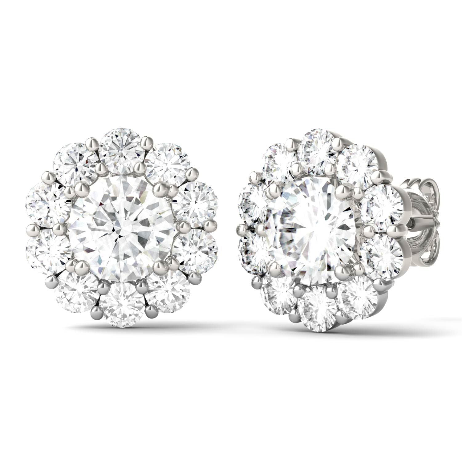 925 Sterling Sliver Round Cut Cubic Zirconia Halo Stud Earrings 6