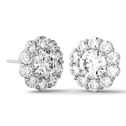 925 Sterling Sliver Round Cut Cubic Zirconia Halo Stud Earrings 7