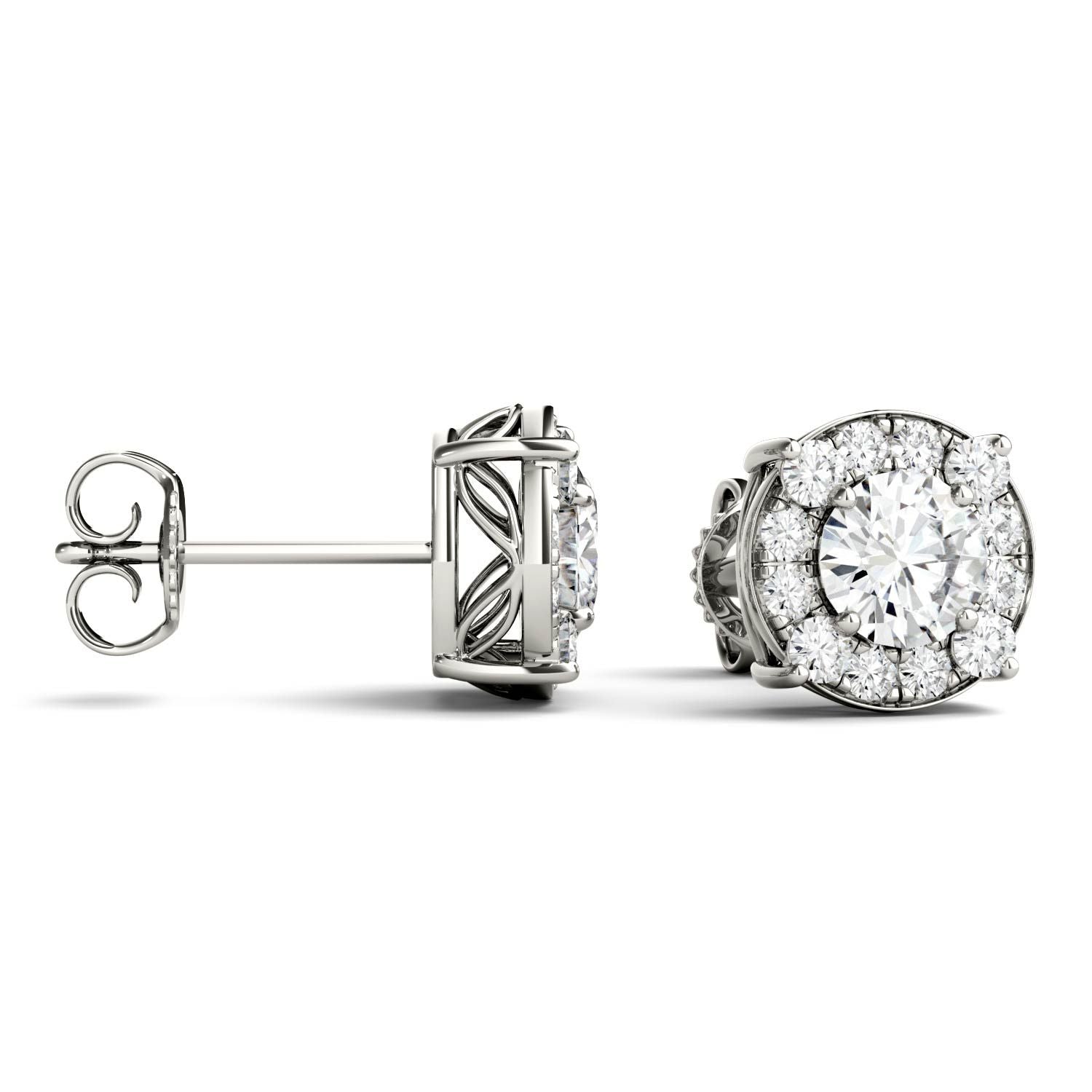 925 Sliver Sterling Round Cut Cubic Zirconia Halo Stud Earrings 4