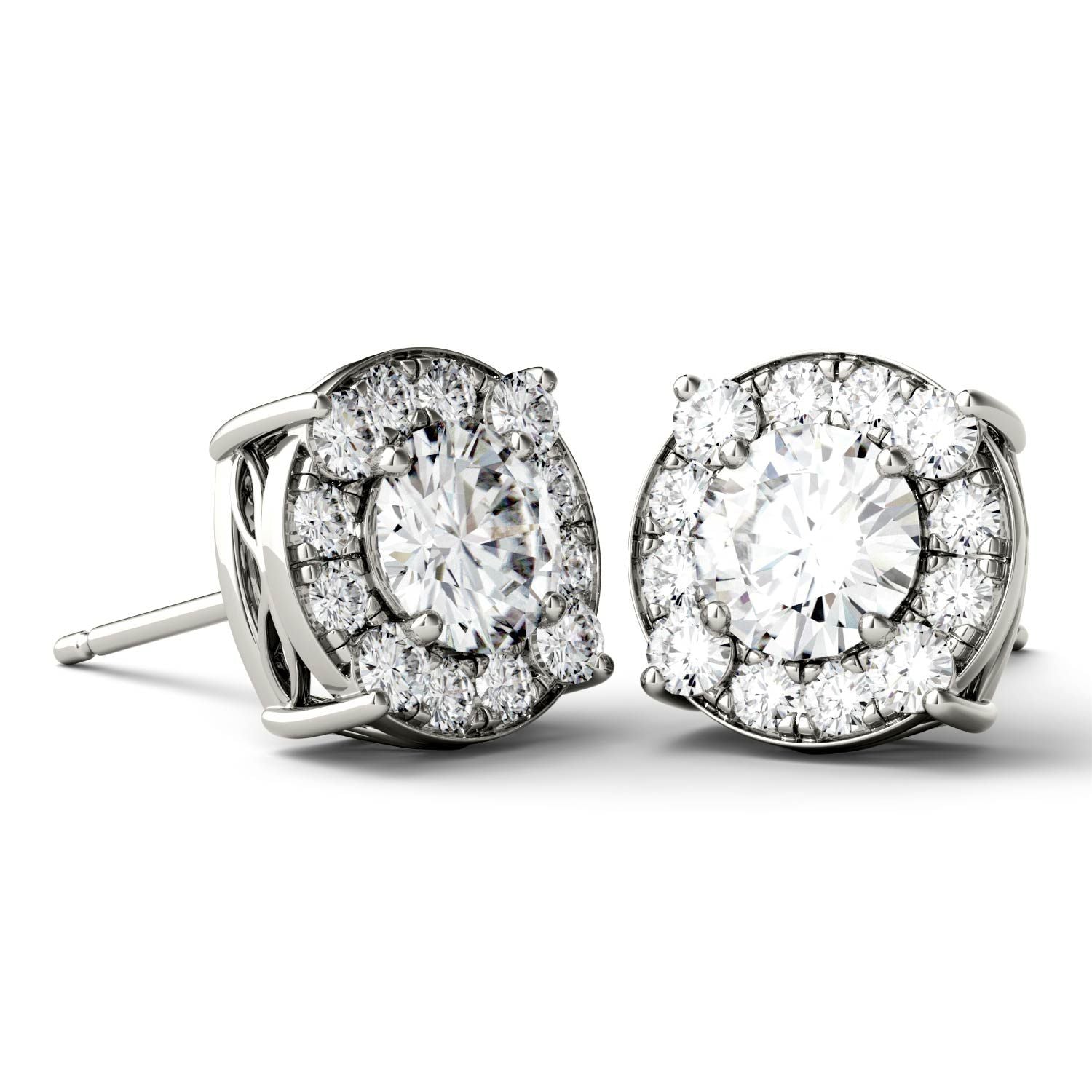 925 Sliver Sterling Round Cut Cubic Zirconia Halo Stud Earrings 6