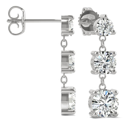 925 Sterling Sliver Round Cubic Zirconia Drop Earrings 2