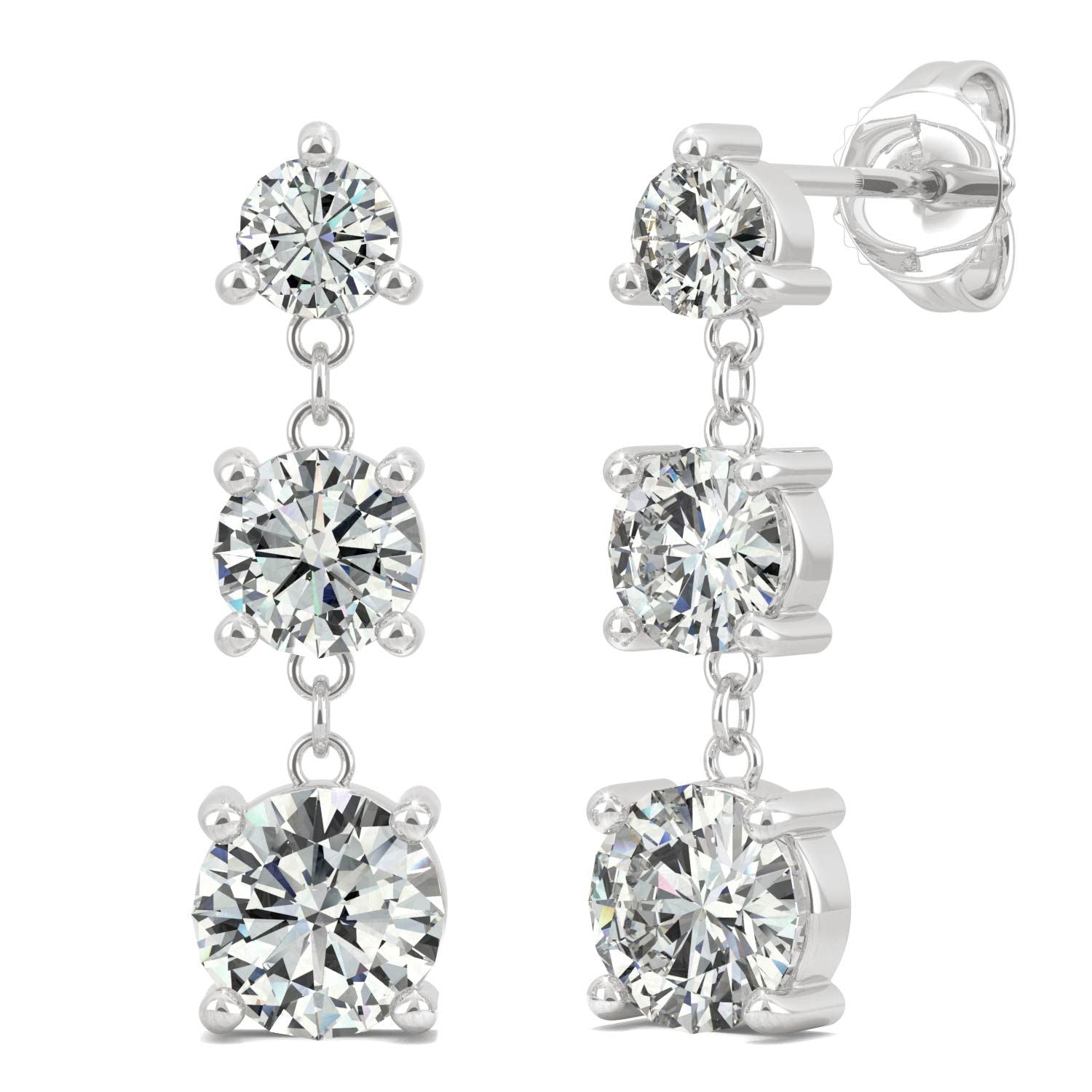 925 Sterling Sliver Round Cubic Zirconia Drop Earrings 3