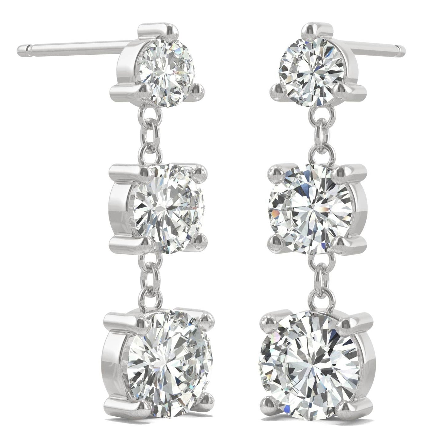 925 Sterling Sliver Round Cubic Zirconia Drop Earrings 4