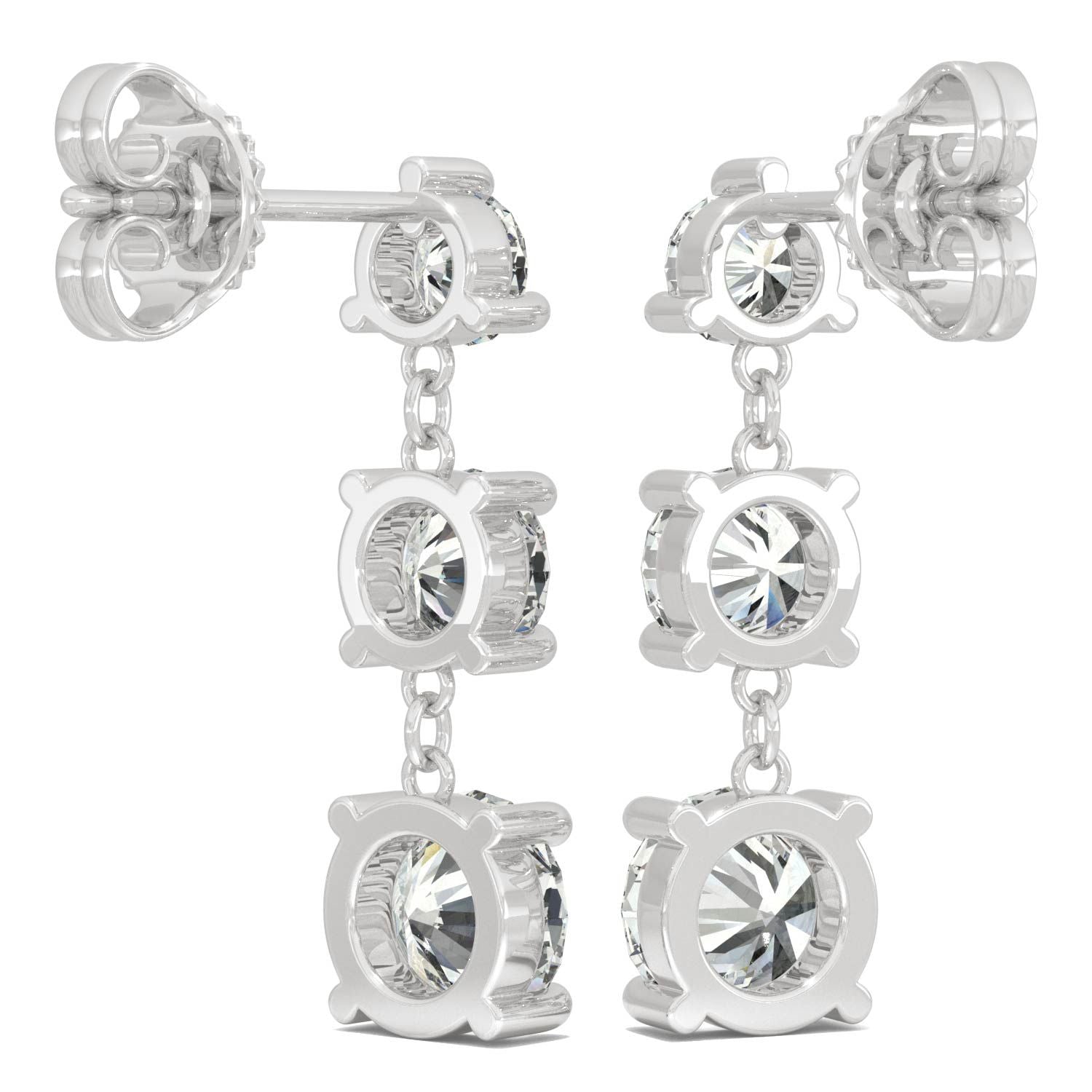 925 Sterling Sliver Round Cubic Zirconia Drop Earrings 5