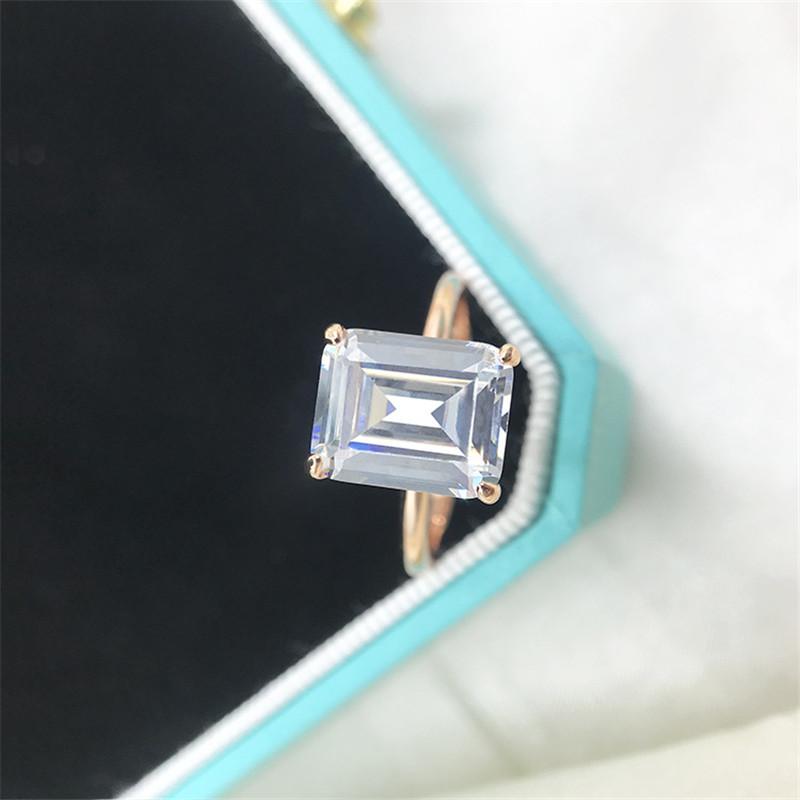 925 Sterling Silver Emerald Cut CZ Solitaire Ring 4