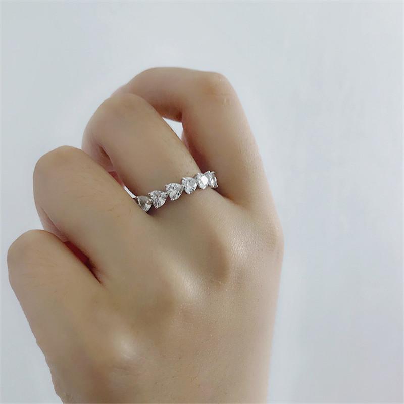 925 Sterling Silver Heart-shaped CZ Full Eternity Ring 2