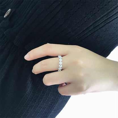 925 Sterling Silver Heart-shaped CZ Full Eternity Ring 10