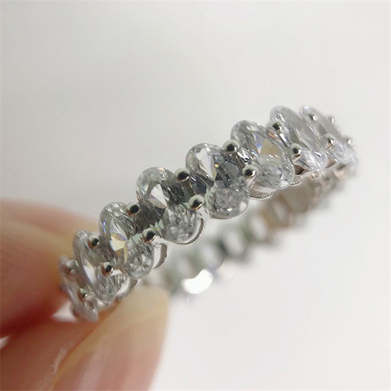 925 Sterling Silver Oval Cut Created CZ Full Eternity Ring 5