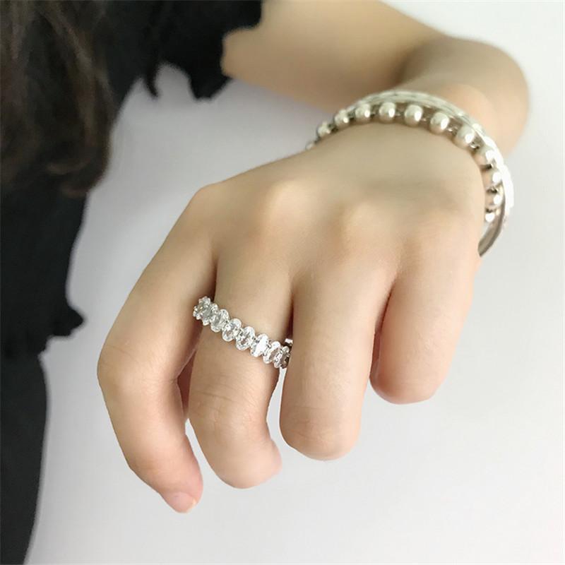 925 Sterling Silver Oval Cut Created CZ Full Eternity Ring 8