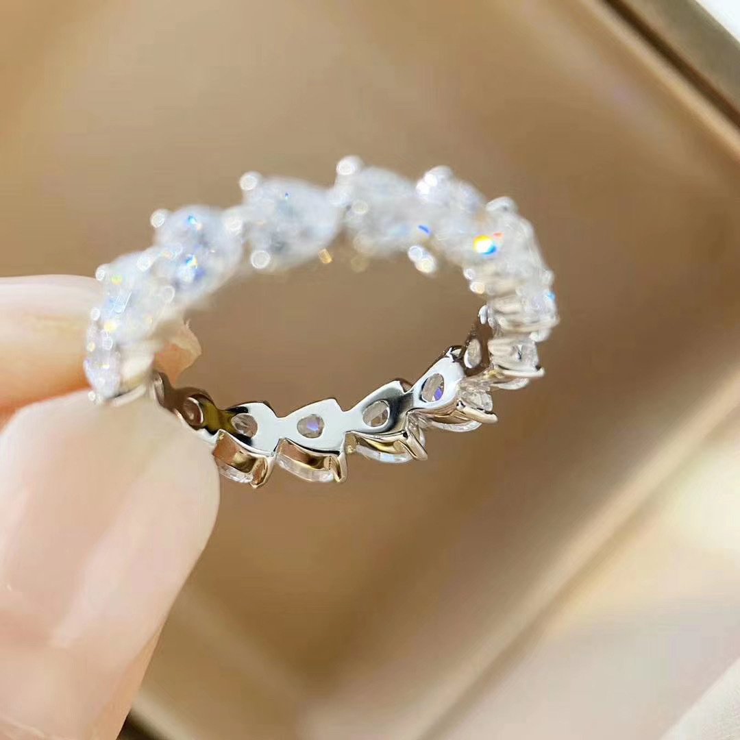 925 Sterling Silver Heart-shaped CZ Full Eternity Ring 8