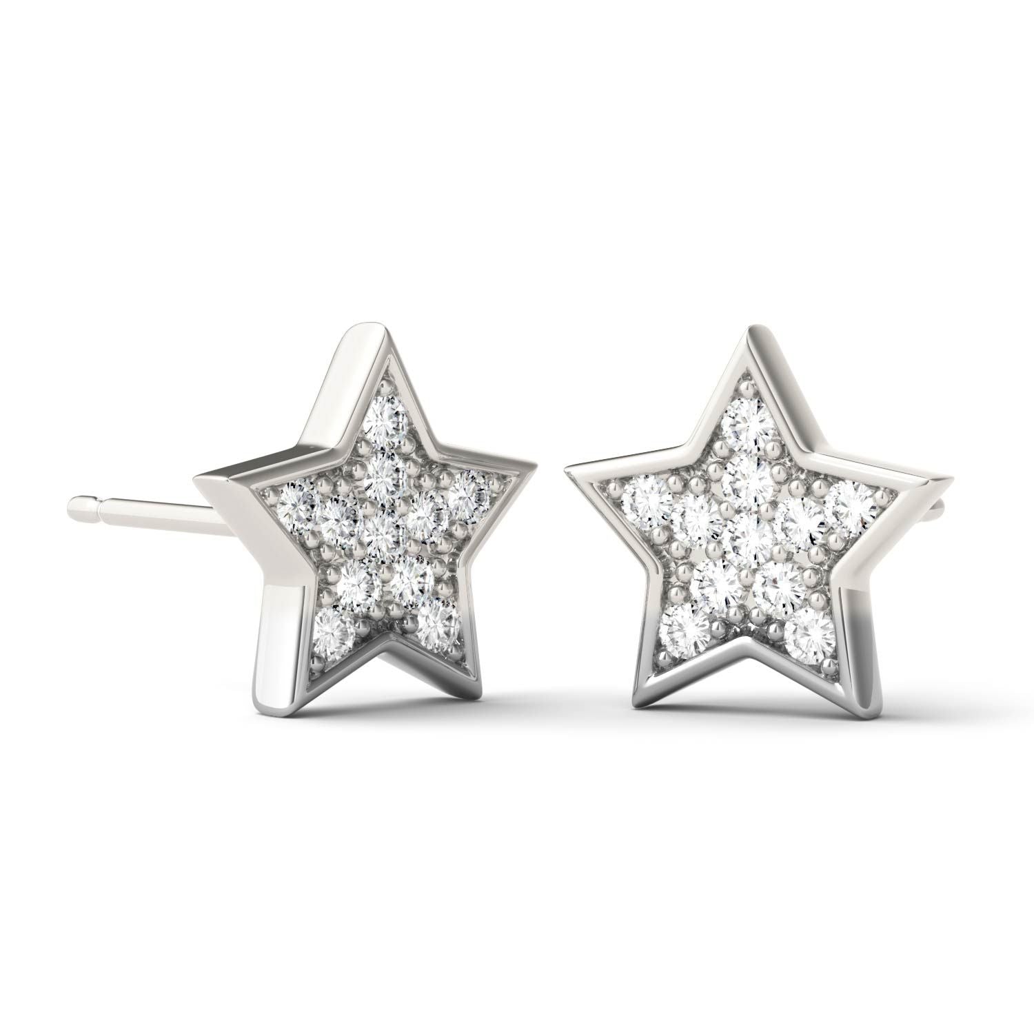 925 Sterling Sliver Round Cut Cubic Zirconia Star Stud Earrings 5