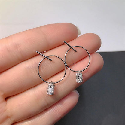 925 Sterling Silver Round Cut Cubic Zirconia Drop Earrings 2