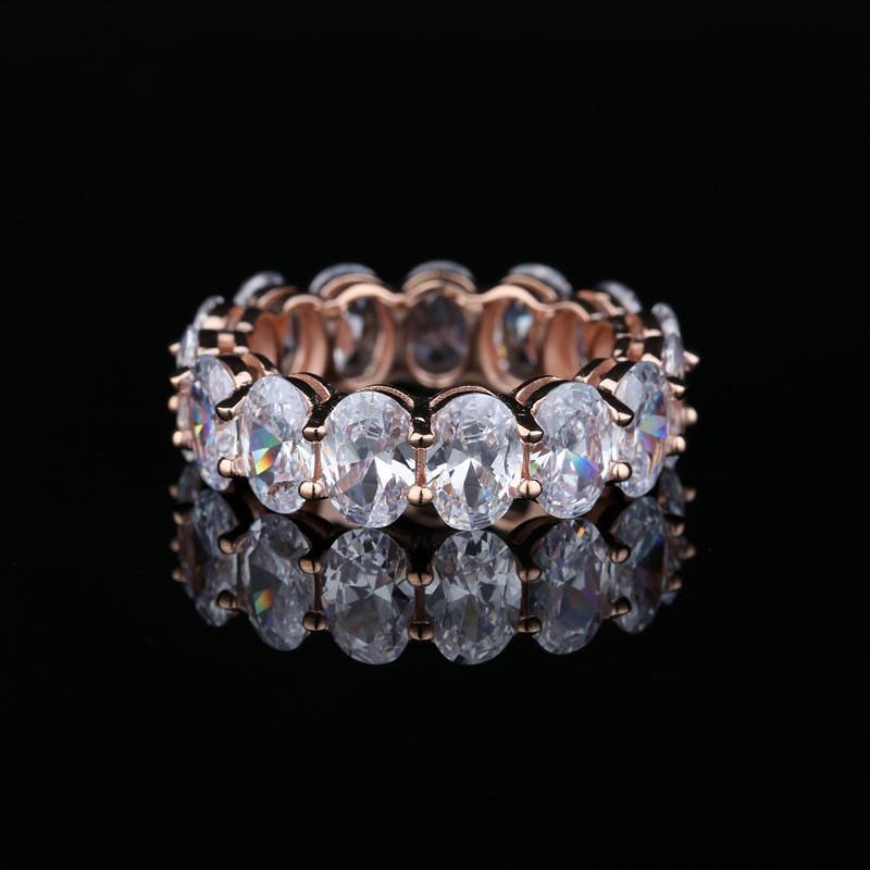 925 Sterling Silver Oval Cut Created CZ Full Eternity Ring 1