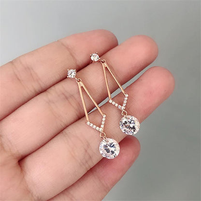 925 Sterling Silver Round Cut Cubic Zirconia Drop Earrings 2