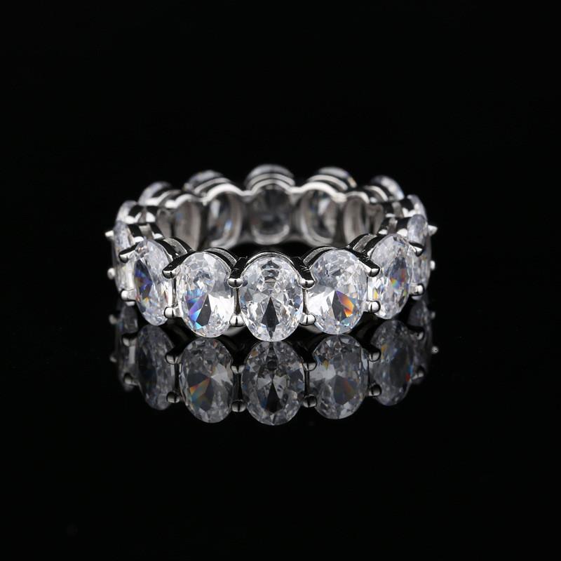 925 Sterling Silver Oval Cut Created CZ Full Eternity Ring 3