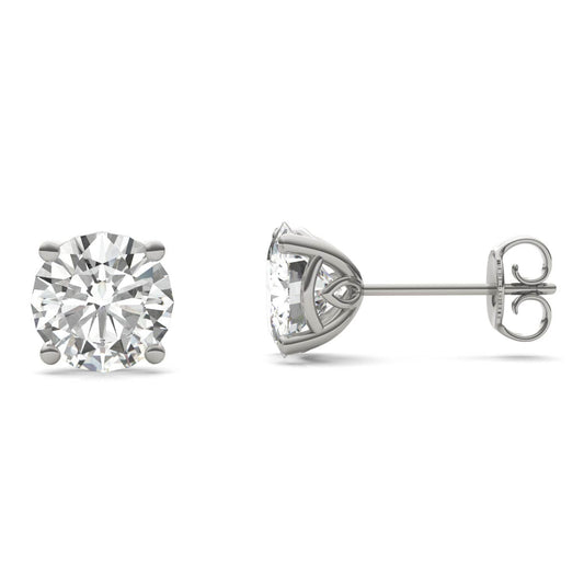 925 Sliver Round Cut Cubic Zirconia Solitaire Stud Earrings 1